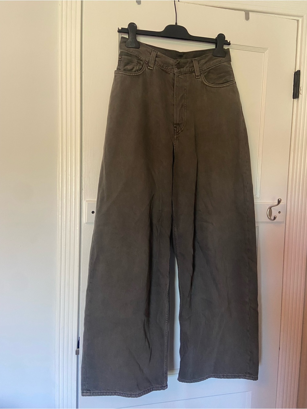 Acne Studios baggy wide leg jeans in Olive Gray